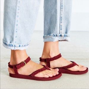 Teva Braided Leather Suede Ankle Strap Sandals